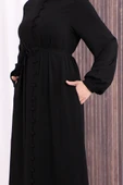 Boydan Düğmeli Ferace 6056 Siyah thumbnail 6