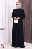 Düğme Detay Elbise 6055 Lacivert thumbnail 1
