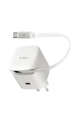 SmartCharger GAN 65W PD Seyahat Hızlı Şarj Aleti USB-C + Dahili PD 65W 70cm USB-C Şarj Kablosu thumbnail 1