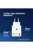 SmartCharger GAN 65W PD Seyahat Hızlı Şarj Aleti USB-C + Dahili PD 65W 70cm USB-C Şarj Kablosu thumbnail 3