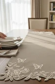 Butterfly Keten Aplikeli Runner 40x120 cm thumbnail 2