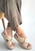 Cate Bej Hasır Cilt Sandalet thumbnail 5
