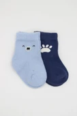 2'Li Bear Penye Soket Çorap 10116 Mavi thumbnail 2