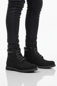 Siyah Nubuk Hakiki Deri Unisex Worker Bot thumbnail 1
