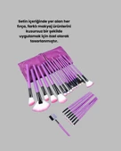 Yumuşak Fiber Kıllardan Oluşan 12'li Makyaj Fırçası Seti Göz Farı Allık ve Kontür İçin thumbnail 5