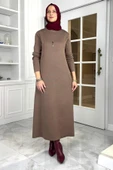Öykü Çelik Örme Triko Elbise Sütlü Kahve thumbnail 5