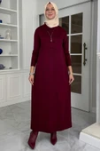 Laçin Triko Elbise Bordo thumbnail 4