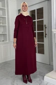 Laçin Triko Elbise Bordo thumbnail 3