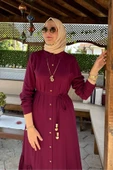 Süreyya Gömlek Elbise Bordo thumbnail 4