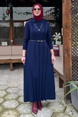 Biricik Kemerli Triko Elbise Lacivert thumbnail 6