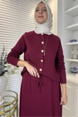 Melis Çelik Örme Triko Takım Bordo thumbnail 3