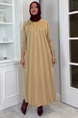Beyza Fitilli Triko Elbise Bej thumbnail 1