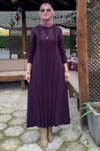Biricik Kemerli Triko Elbise Mürdüm thumbnail 1