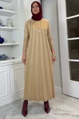 Beyza Fitilli Triko Elbise Bej thumbnail 6