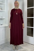 Beyza Fitilli Triko Elbise Bordo thumbnail 1