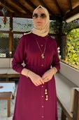 Süreyya Gömlek Elbise Bordo thumbnail 8