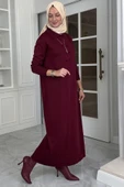 Laçin Triko Elbise Bordo thumbnail 6