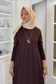 Beyza Fitilli Triko Elbise Acı Kahve thumbnail 2