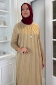 Beyza Fitilli Triko Elbise Bej thumbnail 2
