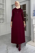 Laçin Triko Elbise Bordo thumbnail 1