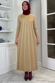 Beyza Fitilli Triko Elbise Bej thumbnail 4