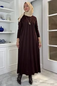Beyza Fitilli Triko Elbise Acı Kahve thumbnail 3