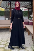 Biricik Kemerli Triko Elbise Siyah thumbnail 3