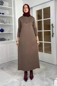 Öykü Çelik Örme Triko Elbise Sütlü Kahve thumbnail 3
