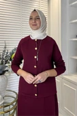Melis Çelik Örme Triko Takım Bordo thumbnail 2