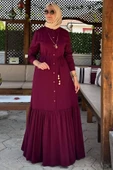 Süreyya Gömlek Elbise Bordo thumbnail 5