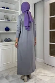 Beyza Fitilli Triko Elbise Gri thumbnail 5