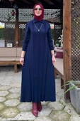 Biricik Kemerli Triko Elbise Lacivert thumbnail 3