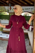 Süreyya Gömlek Elbise Bordo thumbnail 6