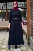 Biricik Kemerli Triko Elbise Siyah thumbnail 6