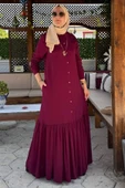 Süreyya Gömlek Elbise Bordo thumbnail 3