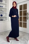 Öykü Çelik Örme Triko Elbise Lacivert thumbnail 3