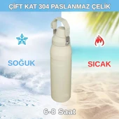 720 ml Paslanmaz Çelik Çift Katmanlı Termos Krem thumbnail 10
