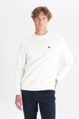 Erkek Patch Logo Sweatshirt Worn White Worn White M thumbnail 1
