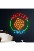 WAFFLES OPEN Yazılı ve Şekilli Neon Tabela thumbnail 1