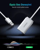UGREEN USB 2.0 Harici Ses Adaptörü, Beyaz, 30143 thumbnail 5