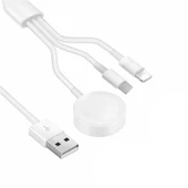 Fuchsia 3 in 1 Lightning-Type-C-Wireless USB Şarj Kablosu thumbnail 1