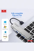 Fuchsia USB 3.0 Portlu Type-C Hub Çoklayıcı Adapter thumbnail 3