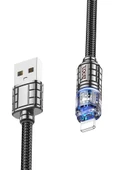 Hoco. U122 1.2M Lantern USB to Lightning Şarj Data Kablosu - Siyah thumbnail 3