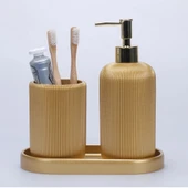 By Selim Lydia Altın 5 Parça Polyester Banyo Seti thumbnail 2