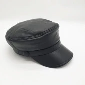 Bayan Deri Şapka Arkası Lastikli Siyah Renk thumbnail 7
