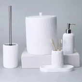 By Selim Natural Beyaz 5 Parça Polyester Banyo Seti thumbnail 1