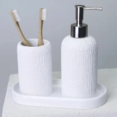 By Selim Natural Beyaz 5 Parça Polyester Banyo Seti thumbnail 3