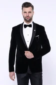 Düz Siyah Velvet Ceket | Wessi thumbnail 3