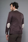 Single Button Collar Garni Tippet Brown Jacket-Wessi thumbnail 3