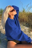 Madmext Saks Bisiklet Yaka Basic Sweatshirt MG1559 thumbnail 1